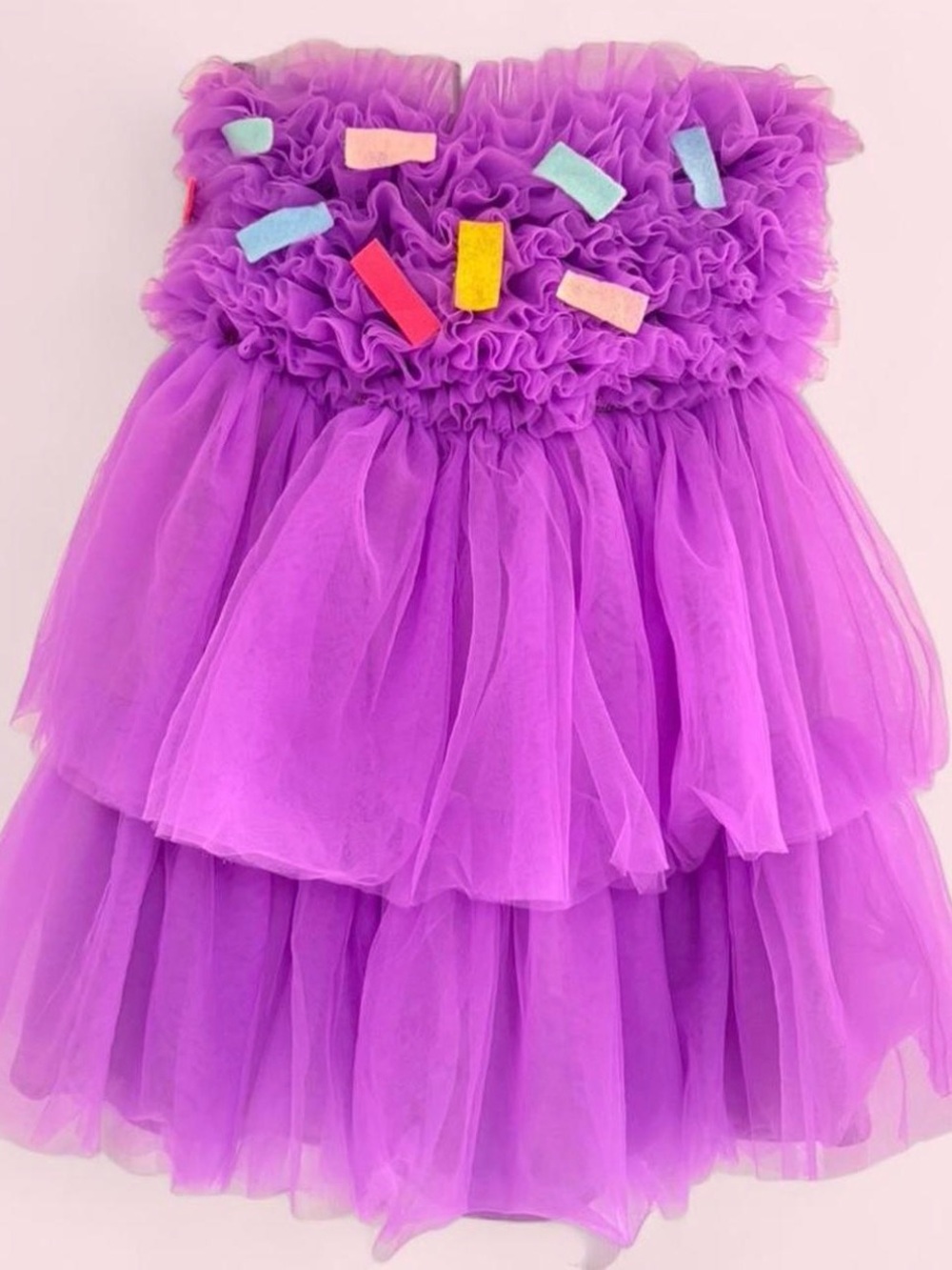 purple tulle dress with felt sprinkles